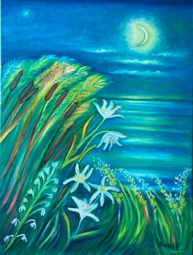 Painting titled "Neumond" by Tamara Michel, Original Artwork, Oil