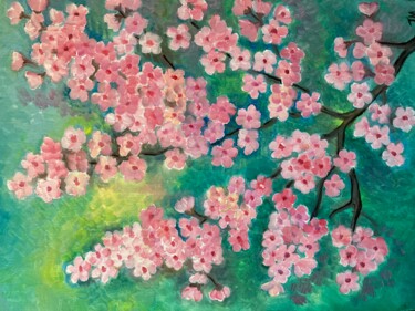 Malerei mit dem Titel "Mandelblütezweige" von Tamara Michel, Original-Kunstwerk, Öl