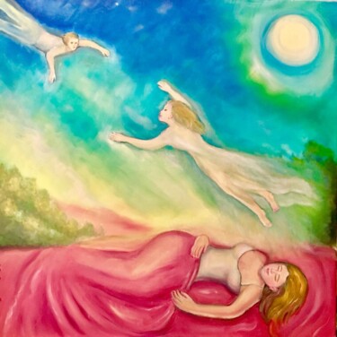 Malerei mit dem Titel "In Traumflug" von Tamara Michel, Original-Kunstwerk, Öl