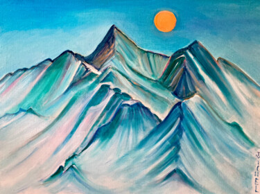 Schilderij getiteld "Die Bergen" door Tamara Michel, Origineel Kunstwerk, Olie