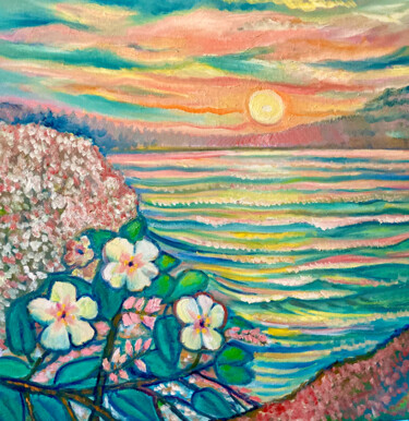 Malerei mit dem Titel "Sonnenuntergang" von Tamara Michel, Original-Kunstwerk, Öl