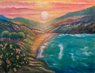 Malerei mit dem Titel "Schöne Bucht" von Tamara Michel, Original-Kunstwerk, Öl
