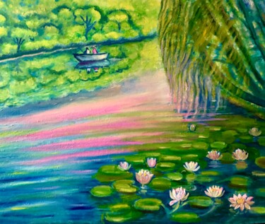 Painting titled "Waldsee" by Tamara Michel, Original Artwork, Oil