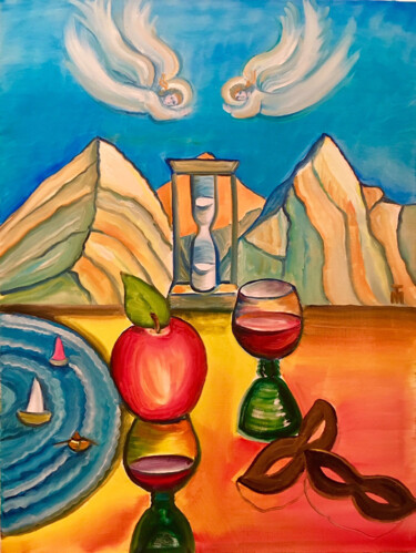 Malerei mit dem Titel "Sanduhr" von Tamara Michel, Original-Kunstwerk, Öl