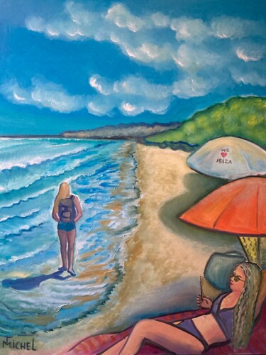 Malerei mit dem Titel "Strand" von Tamara Michel, Original-Kunstwerk, Öl