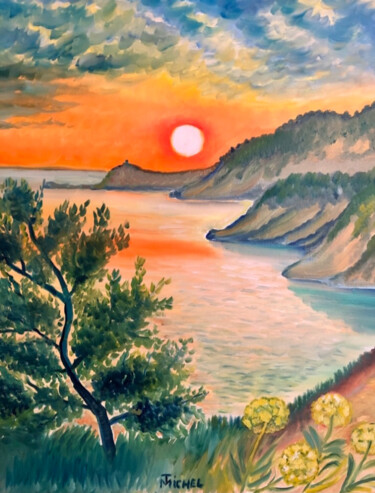 Malerei mit dem Titel "Sonnenuntergang in…" von Tamara Michel, Original-Kunstwerk, Öl