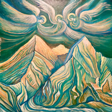 Malerei mit dem Titel "Heilige Bergen" von Tamara Michel, Original-Kunstwerk, Öl