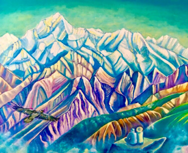 Malerei mit dem Titel "In heiligen Bergen" von Tamara Michel, Original-Kunstwerk, Öl Auf Keilrahmen aus Holz montiert