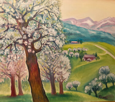 Malerei mit dem Titel "Alpen Blütezeit" von Tamara Michel, Original-Kunstwerk, Öl Auf Keilrahmen aus Holz montiert