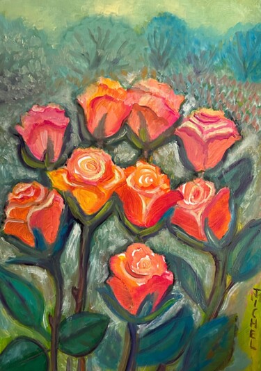 Malerei mit dem Titel "Rosen von Lieben" von Tamara Michel, Original-Kunstwerk, Öl Auf Keilrahmen aus Holz montiert