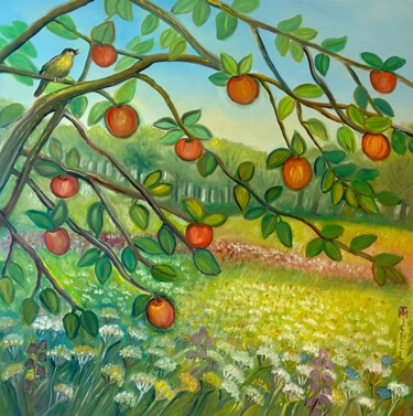 Pittura intitolato "Die Äpfeln auf dem…" da Tamara Michel, Opera d'arte originale, Olio Montato su Telaio per barella in leg…