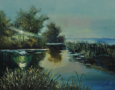 Malarstwo zatytułowany „Landscape Sunrise o…” autorstwa Tamara Ogarkova, Oryginalna praca, Olej