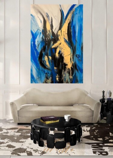 Картина под названием "Blue" - Tamara Ogarkova, Подлинное произведение искусства, Акрил Установлен на Деревянная панель