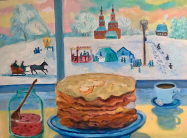 Malerei mit dem Titel "Maslenitsa" von Tamara Pisemskaya, Original-Kunstwerk, Öl
