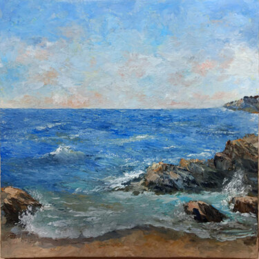 Painting titled "Calm sea" by Tamara Rozinskay, Original Artwork, Oil