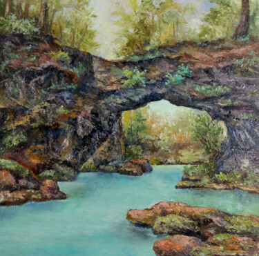 Painting titled "Green canyon" by Tamara Rozinskay, Original Artwork, Oil