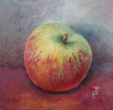 Malerei mit dem Titel "Honeycrisp apple" von Tamara Rozinskay, Original-Kunstwerk, Öl