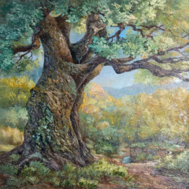 Ζωγραφική με τίτλο "Old Oak Tree" από Tamara Rozinskay, Αυθεντικά έργα τέχνης, Λάδι