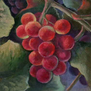 Schilderij getiteld "Red grape" door Tamara Rozinskay, Origineel Kunstwerk, Olie