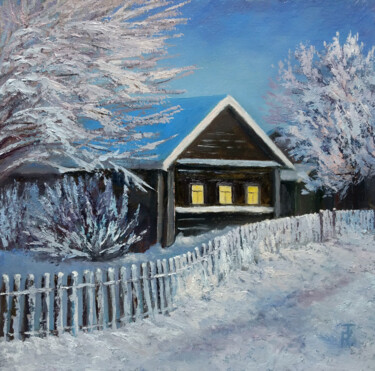 Malarstwo zatytułowany „Frosty night” autorstwa Tamara Rozinskay, Oryginalna praca, Olej