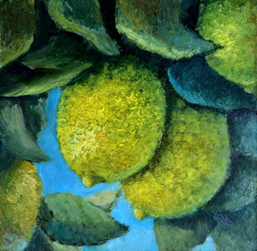 Painting titled "Lemons on the tree" by Tamara Rozinskay, Original Artwork, Oil