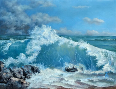 Painting titled "Sea before the storm" by Tamara Rozinskay, Original Artwork, Oil