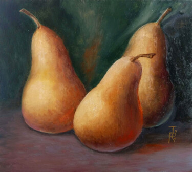 Картина под названием "Three pears" - Tamara Rozinskay, Подлинное произведение искусства, Масло