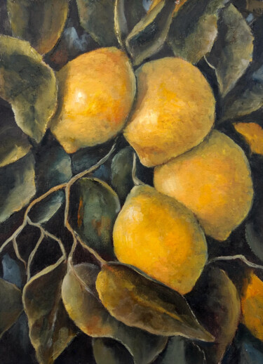 Pittura intitolato "Southern Sun. Lemon…" da Tamara Rozinskay, Opera d'arte originale, Olio Montato su Cartone