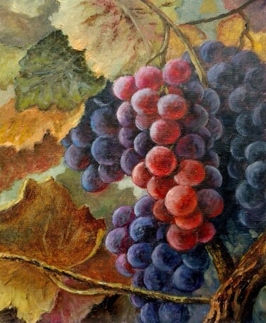 Pittura intitolato "Luxury grapes" da Tamara Rozinskay, Opera d'arte originale, Olio Montato su Cartone