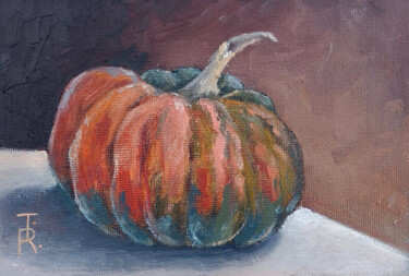 Pittura intitolato "Small pumpkin" da Tamara Rozinskay, Opera d'arte originale, Olio Montato su Cartone