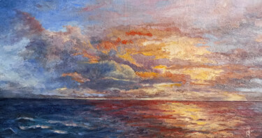 Pittura intitolato "Breath of the sea" da Tamara Rozinskay, Opera d'arte originale, Olio Montato su Cartone