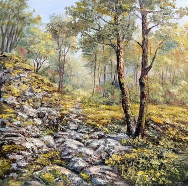 Ζωγραφική με τίτλο "Whispering Forest.…" από Tamara Rozinskay, Αυθεντικά έργα τέχνης, Λάδι Τοποθετήθηκε στο Ξύλινο φορείο σκ…
