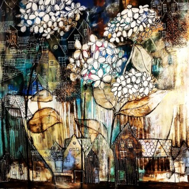 Картина под названием "Гортензия" - Тамара Журбина, Подлинное произведение искусства, Масло