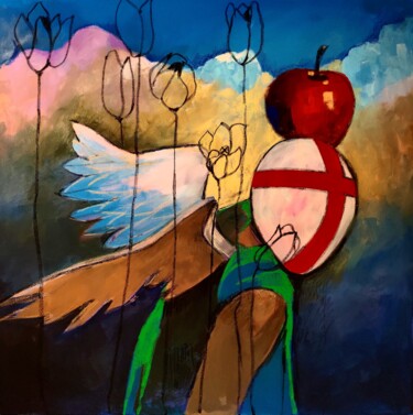 Painting titled "Apple" by Tamara Zhurbina, Original Artwork, Oil