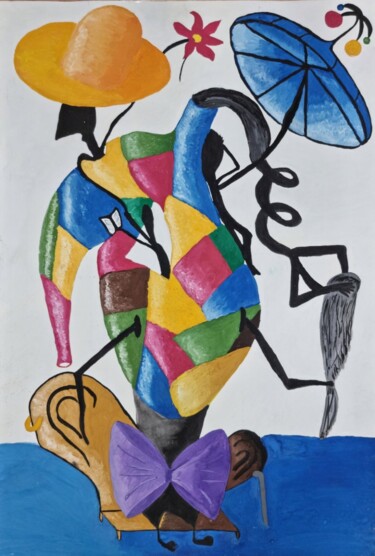 Multifaceted personality Peinture intitulée "Multifaceted person…" par Tamari Jobava, Œuvre d'art originale, Gouache