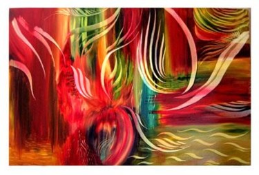 Painting titled "Heart of Fire -" by Mealeva Tam, Original Artwork, Oil