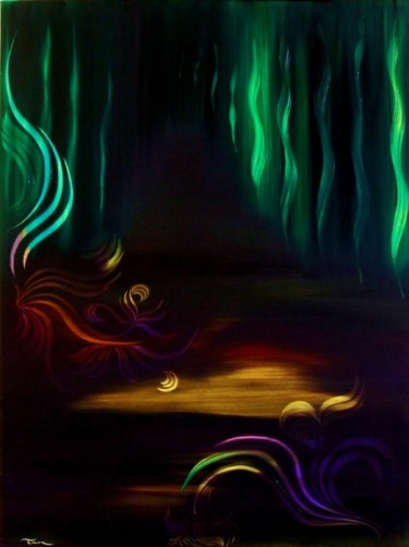 Painting titled "Moonlight -" by Mealeva Tam, Original Artwork, Oil