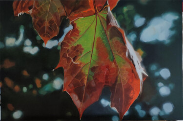 Schilderij getiteld "Autumn leaves II." door Tamás Gyebrovszki, Origineel Kunstwerk, Olie