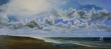 Schilderij getiteld "Bergen aan Zee" door Tamas Herczeg, Origineel Kunstwerk, Olie