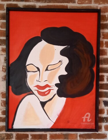 Peinture intitulée "Femme en rouge" par Tamazh, Œuvre d'art originale, Acrylique Monté sur Châssis en bois