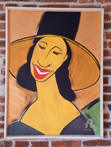 Peinture intitulée "Femme au chapeau" par Tamazh, Œuvre d'art originale, Acrylique Monté sur Châssis en bois