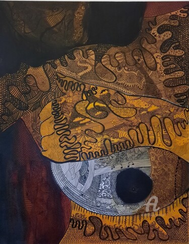 Картина под названием "Byzance" - Tamazh, Подлинное произведение искусства, Акрил Установлен на Деревянная рама для носилок
