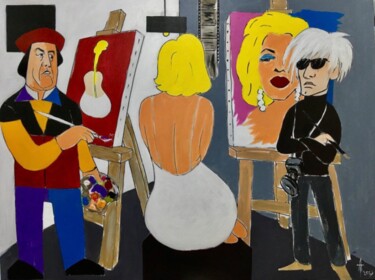 Malerei mit dem Titel "Malevich&Warhol" von Tamazi Arabovi, Original-Kunstwerk, Acryl
