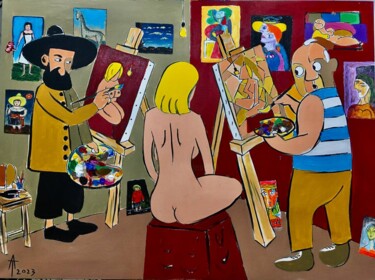 Painting titled "Pirosmani& Picasso" by Tamazi Arabovi, Original Artwork, Acrylic