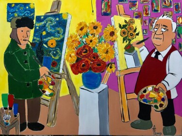 Painting titled "Van Gogh& Zereteli" by Tamazi Arabovi, Original Artwork, Acrylic