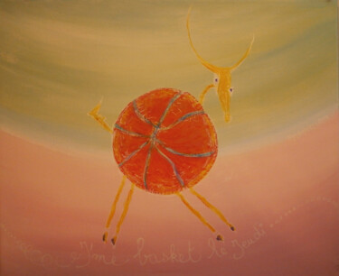 Painting titled "J'me basket le jeudi" by Yorgos Tambaktis, Original Artwork, Acrylic