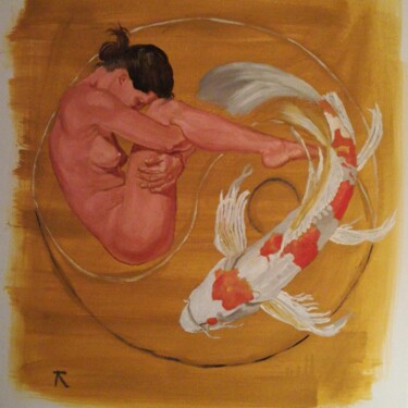 Painting titled "feng-shui" by Tamer Kirkdal, Original Artwork, Oil