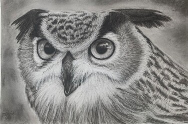 Drawing titled "Eyes of Wisdom" by Tammy Carrick, Original Artwork, Charcoal