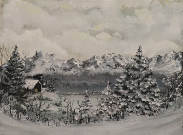 Painting titled "MatSu Snow" by Tammy Gauthreaux, Original Artwork, Acrylic Mounted on Wood Stretcher frame