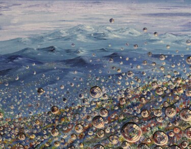 Painting titled "Bubble field" by Tammy Gauthreaux, Original Artwork, Acrylic Mounted on Wood Stretcher frame